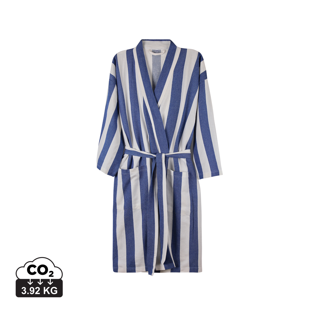 Peignoir publicitaire hammam GRS Ornos S/M VINGA Bleu et Blanc